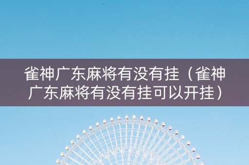 雀神广东麻将有没有挂（雀神广东麻将有没有挂可以开挂）