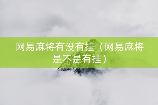 网易麻将有没有挂（网易麻将是不是有挂）