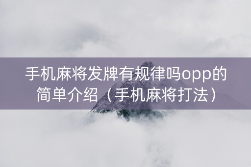 手机麻将发牌有规律吗opp的简单介绍（手机麻将打法）