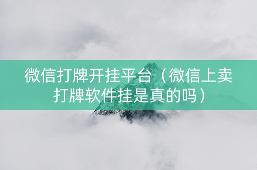 微信打牌开挂平台（微信上卖打牌软件挂是真的吗）