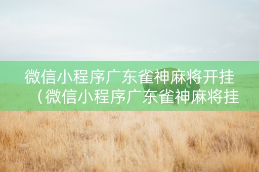 微信小程序广东雀神麻将开挂（微信小程序广东雀神麻将挂免费）