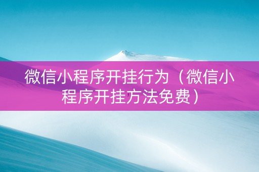 微信小程序开挂行为（微信小程序开挂方法免费）