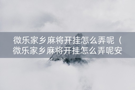 微乐家乡麻将开挂怎么弄呢（微乐家乡麻将开挂怎么弄呢安卓）