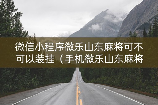 微信小程序微乐山东麻将可不可以装挂（手机微乐山东麻将开挂神器下载）