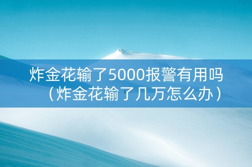 炸金花输了5000报警有用吗（炸金花输了几万怎么办）