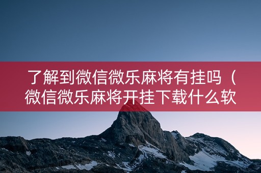 了解到微信微乐麻将有挂吗（微信微乐麻将开挂下载什么软件）