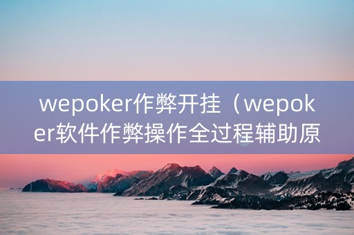 wepoker作弊开挂（wepoker软件作弊操作全过程辅助原来这么简单）