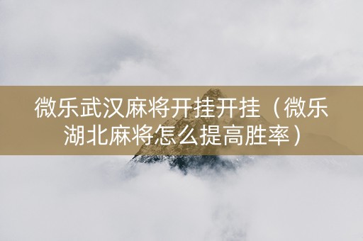 微乐武汉麻将开挂开挂（微乐湖北麻将怎么提高胜率）