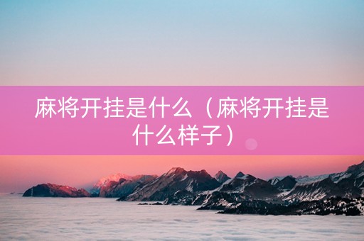 麻将开挂是什么（麻将开挂是什么样子）