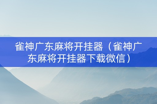 雀神广东麻将开挂器（雀神广东麻将开挂器下载微信）