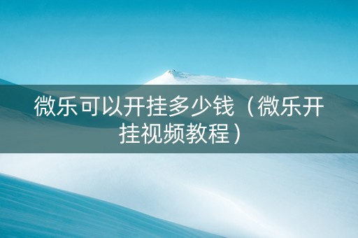 微乐可以开挂多少钱（微乐开挂视频教程）