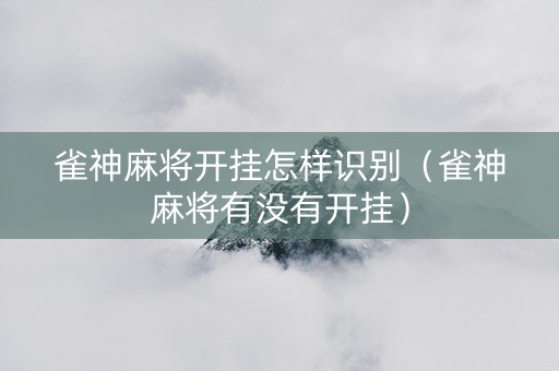 雀神麻将开挂怎样识别（雀神麻将有没有开挂）