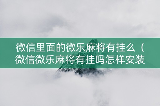 微信里面的微乐麻将有挂么（微信微乐麻将有挂吗怎样安装）