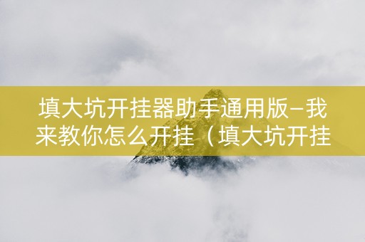 填大坑开挂器助手通用版—我来教你怎么开挂（填大坑开挂视频）