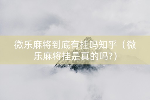 微乐麻将到底有挂吗知乎（微乐麻将挂是真的吗?）