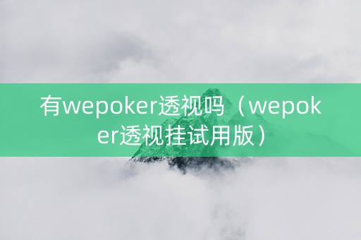 有wepoker透视吗（wepoker透视挂试用版）