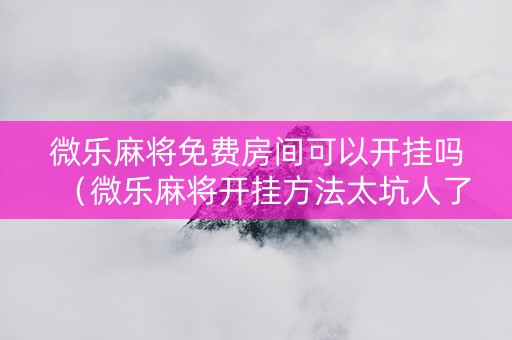 微乐麻将免费房间可以开挂吗（微乐麻将开挂方法太坑人了教你用挂）