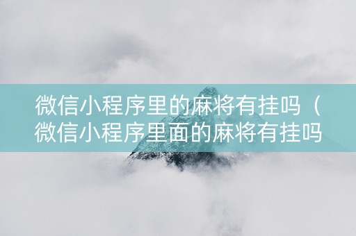 微信小程序里的麻将有挂吗（微信小程序里面的麻将有挂吗）