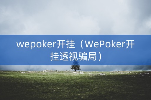 wepoker开挂（WePoker开挂透视骗局）