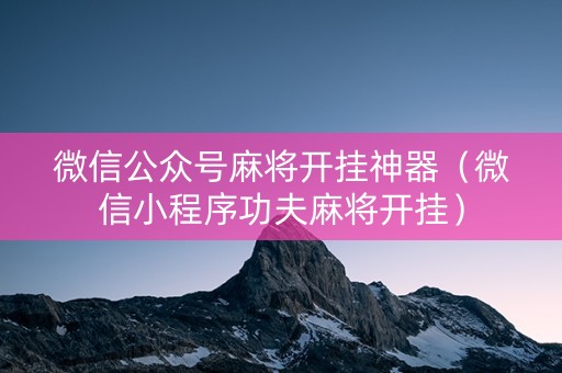 微信公众号麻将开挂神器（微信小程序功夫麻将开挂）