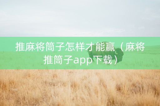 推麻将筒子怎样才能赢（麻将推筒子app下载）