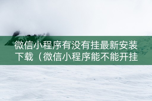 微信小程序有没有挂最新安装下载（微信小程序能不能开挂）