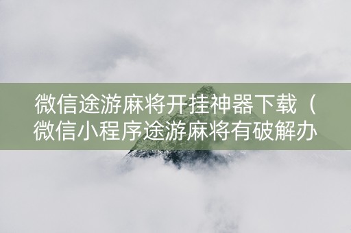 微信途游麻将开挂神器下载（微信小程序途游麻将有破解办法吗?）