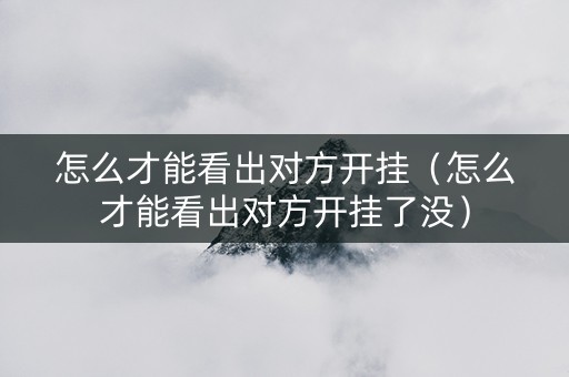 怎么才能看出对方开挂（怎么才能看出对方开挂了没）