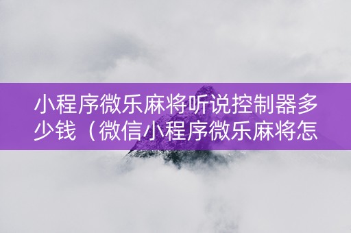 小程序微乐麻将听说控制器多少钱（微信小程序微乐麻将怎么控制输赢）