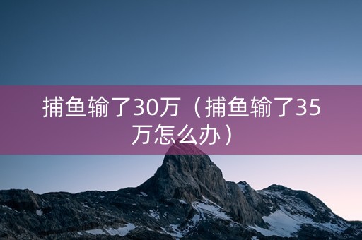 捕鱼输了30万（捕鱼输了35万怎么办）