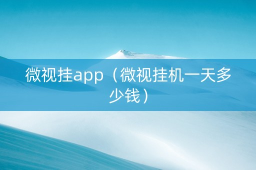 微视挂app（微视挂机一天多少钱）