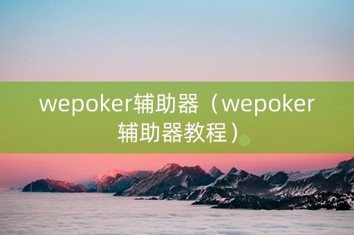 wepoker辅助器（wepoker辅助器教程）