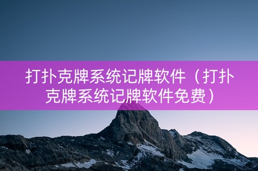 打扑克牌系统记牌软件（打扑克牌系统记牌软件免费）