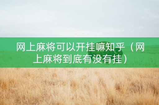 网上麻将可以开挂嘛知乎（网上麻将到底有没有挂）