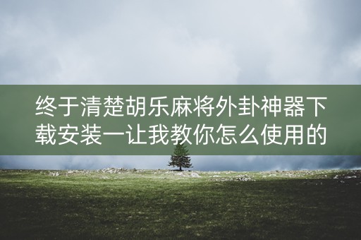 终于清楚胡乐麻将外卦神器下载安装一让我教你怎么使用的简单介绍