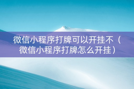 微信小程序打牌可以开挂不（微信小程序打牌怎么开挂）