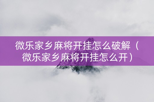 微乐家乡麻将开挂怎么破解（微乐家乡麻将开挂怎么开）