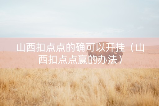 山西扣点点的确可以开挂（山西扣点点赢的办法）