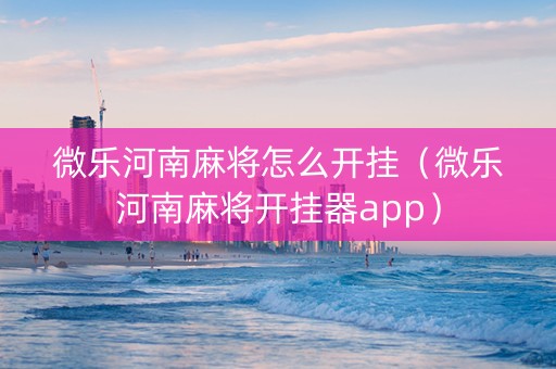 微乐河南麻将怎么开挂（微乐河南麻将开挂器app）