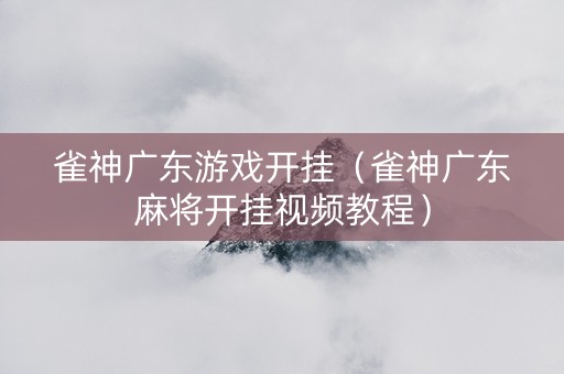 雀神广东游戏开挂（雀神广东麻将开挂视频教程）