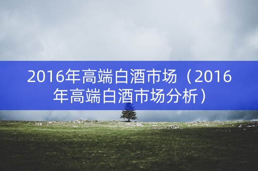 2016年高端白酒市场（2016年高端白酒市场分析）