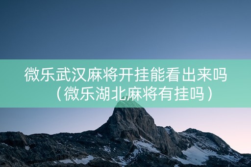 微乐武汉麻将开挂能看出来吗（微乐湖北麻将有挂吗）