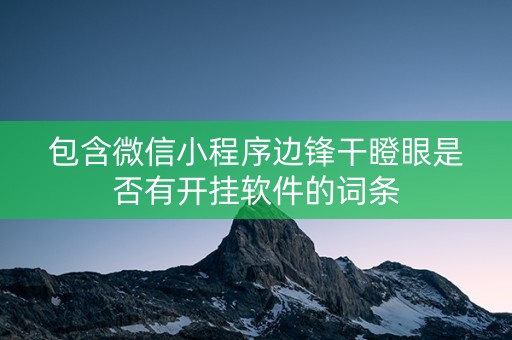 包含微信小程序边锋干瞪眼是否有开挂软件的词条