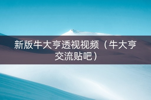 新版牛大亨透视视频（牛大亨交流贴吧）