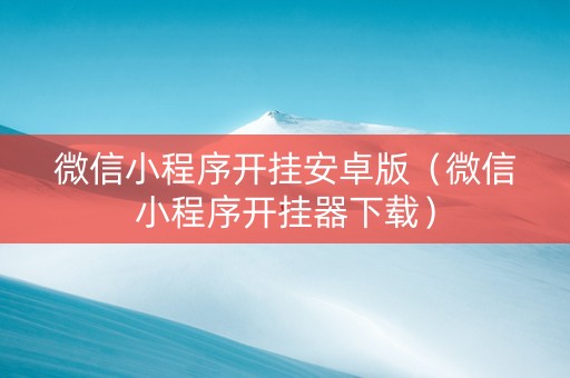 微信小程序开挂安卓版（微信小程序开挂器下载）