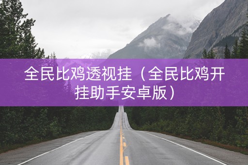 全民比鸡透视挂（全民比鸡开挂助手安卓版）