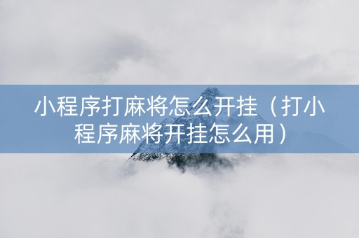 小程序打麻将怎么开挂（打小程序麻将开挂怎么用）