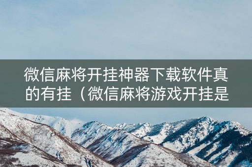 微信麻将开挂神器下载软件真的有挂（微信麻将游戏开挂是什么样?）