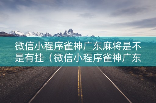 微信小程序雀神广东麻将是不是有挂（微信小程序雀神广东麻将技巧）