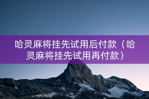 哈灵麻将挂先试用后付款（哈灵麻将挂先试用再付款）